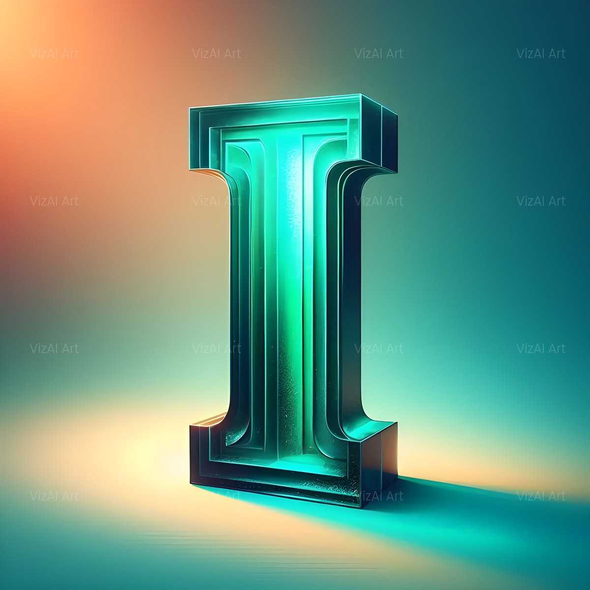 Emerald Crystal alphabet — printable letter I