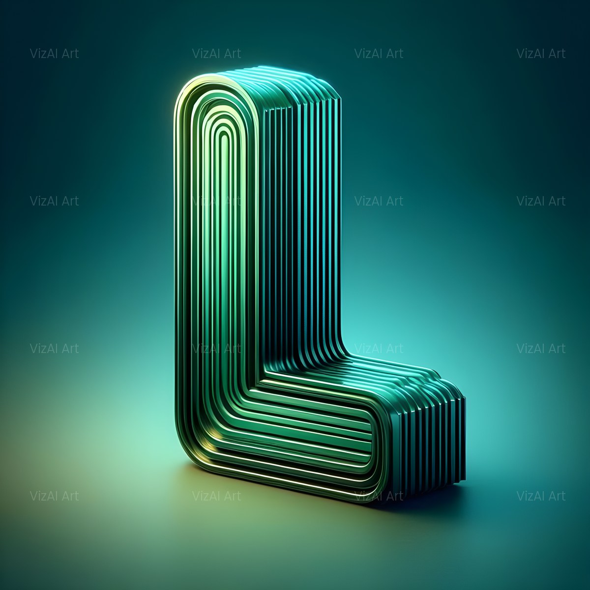 Emerald Crystal alphabet — printable letter L