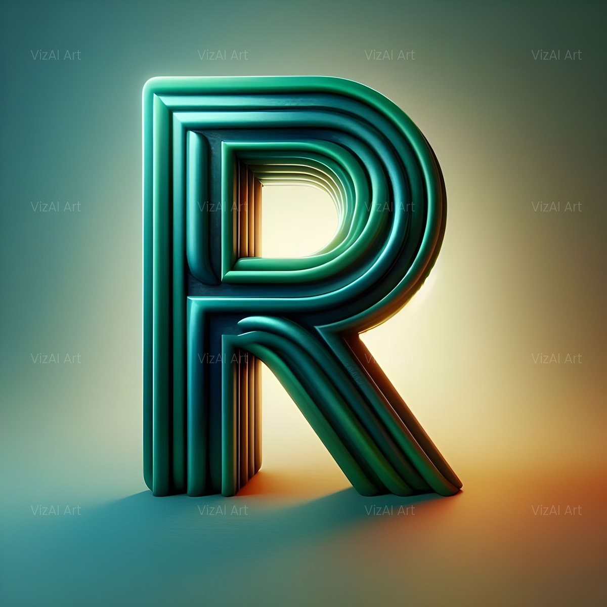 Emerald Crystal alphabet — printable letter R