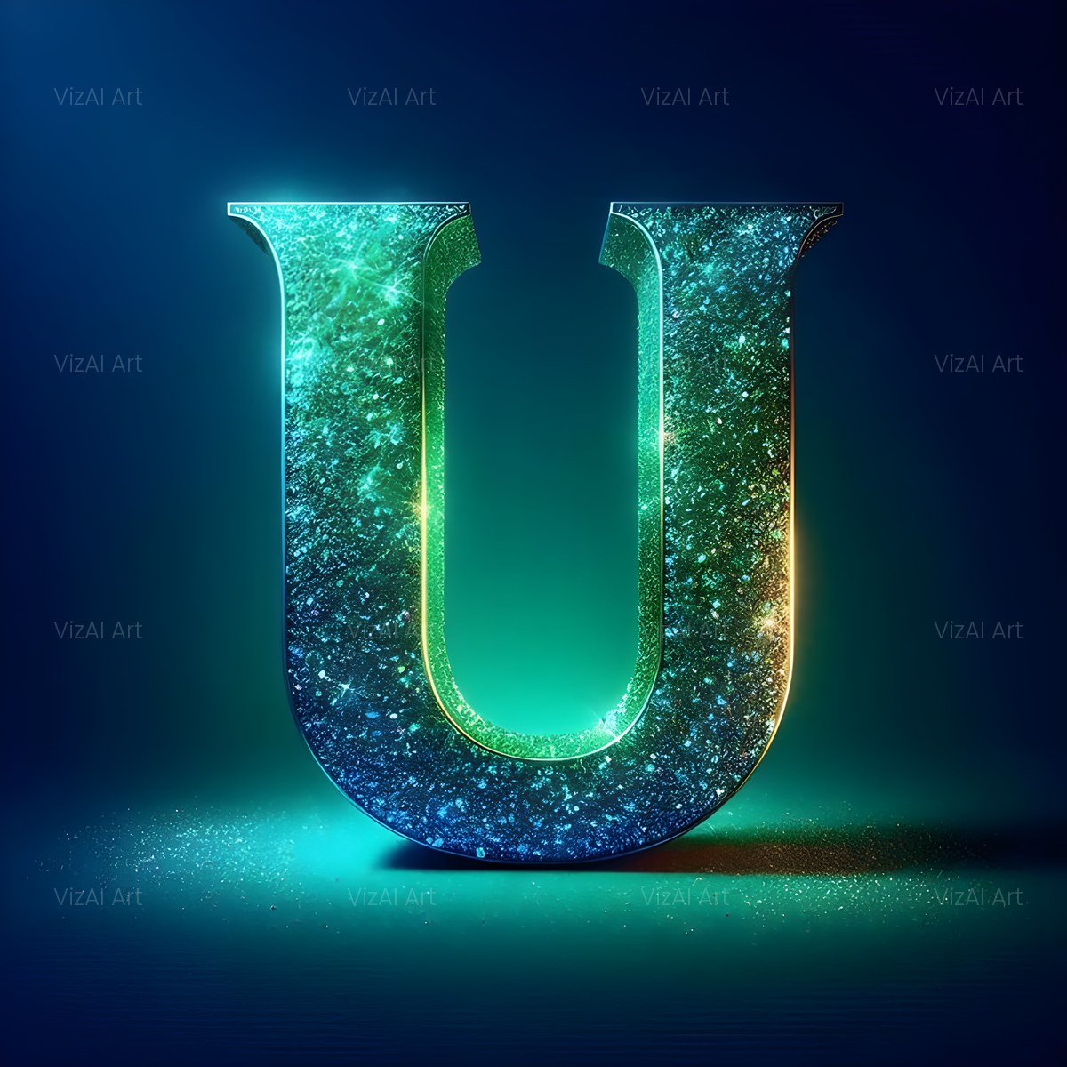 Emerald Crystal alphabet — printable letter U