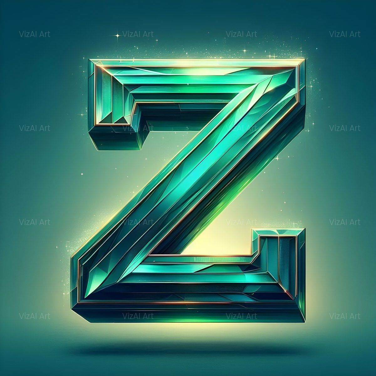Emerald Crystal alphabet — printable letter Z