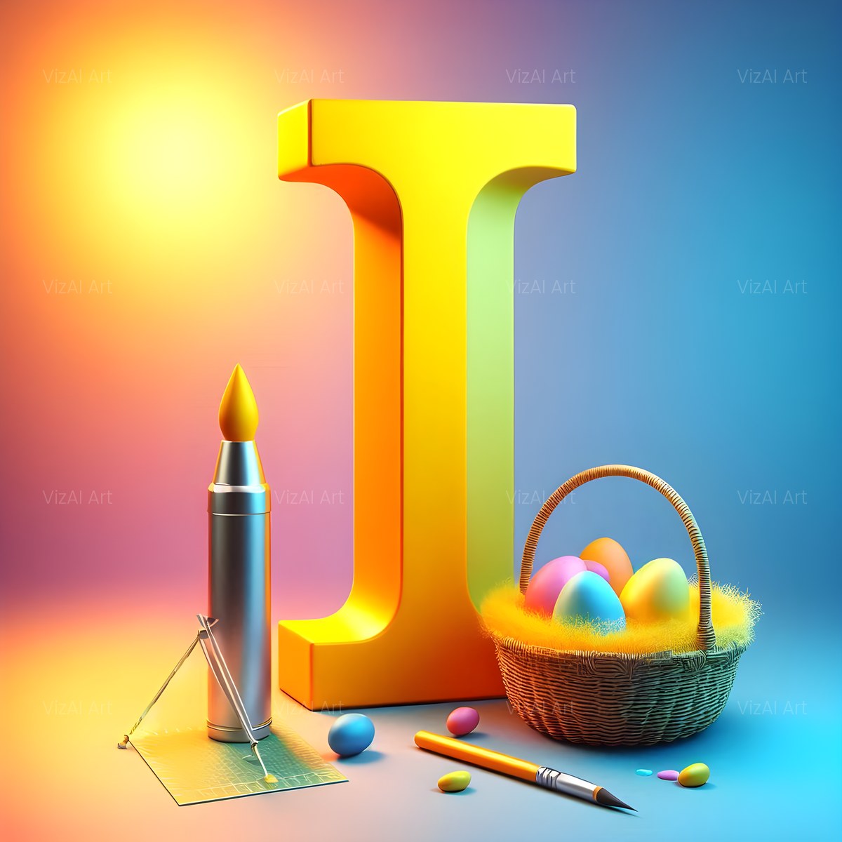 Easter Egg alphabet — printable letter I