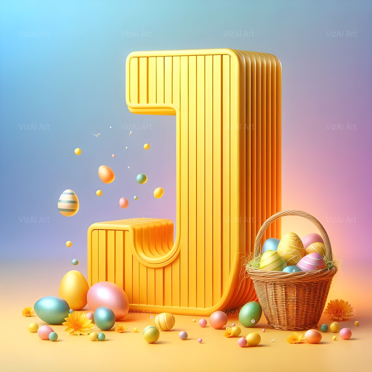 Easter Egg alphabet — printable letter J