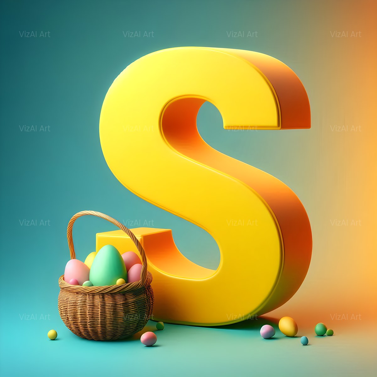 Easter Egg alphabet — printable letter S
