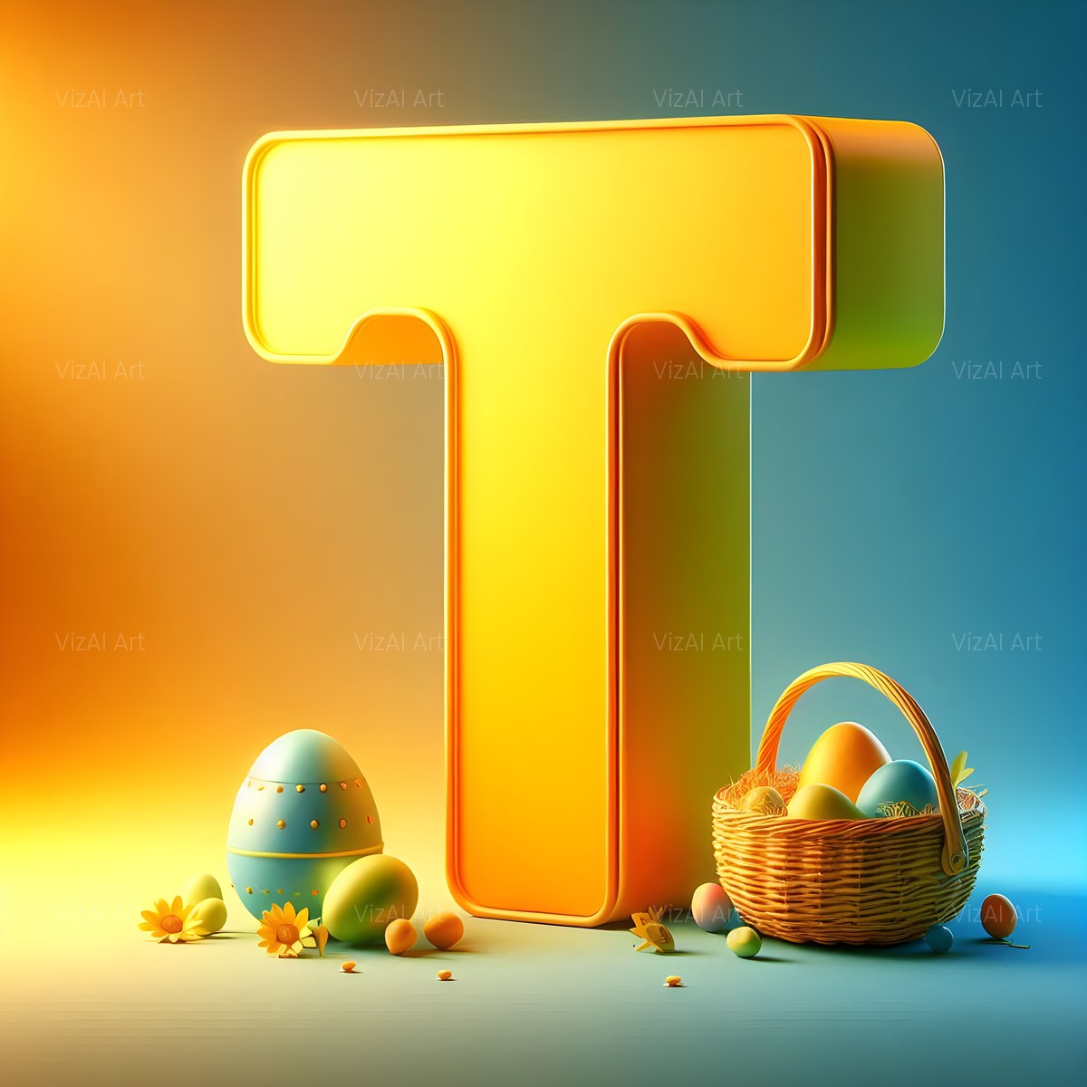 Easter Egg alphabet — printable letter T