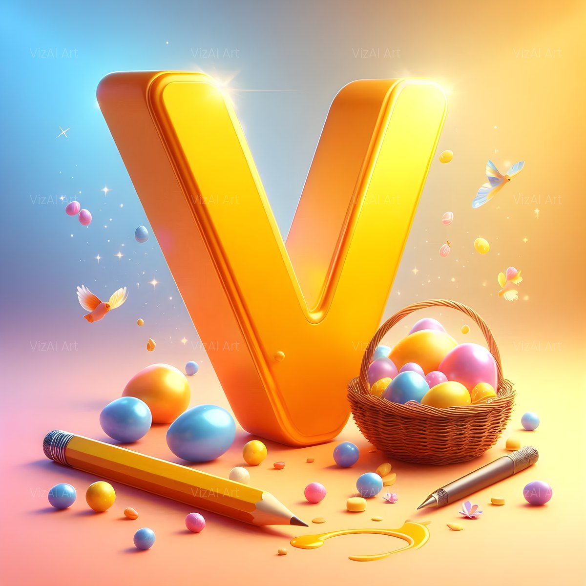 Easter Egg alphabet — printable letter V