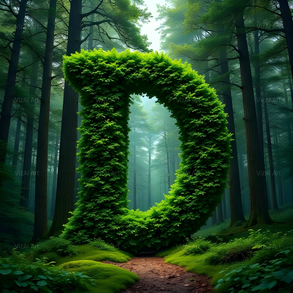 Enchanted Forest Moss alphabet — printable letter D
