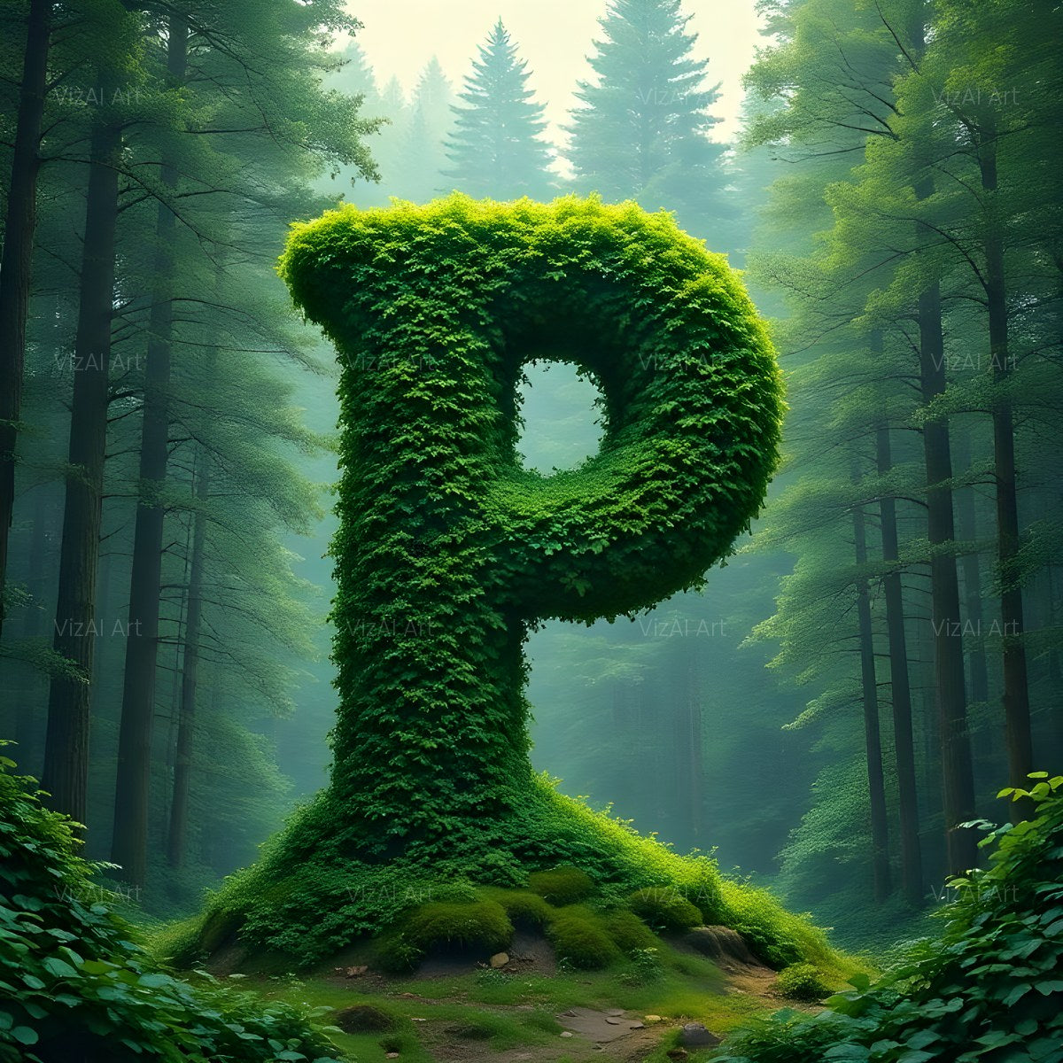 Enchanted Forest Moss alphabet — printable letter P