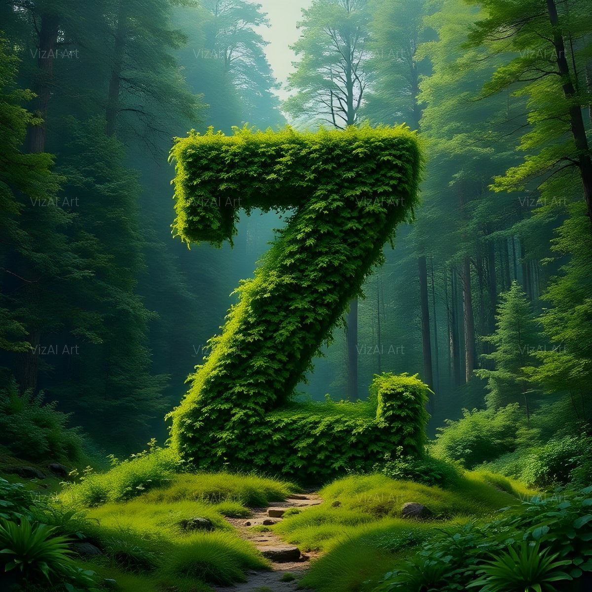 Enchanted Forest Moss alphabet — printable letter Z