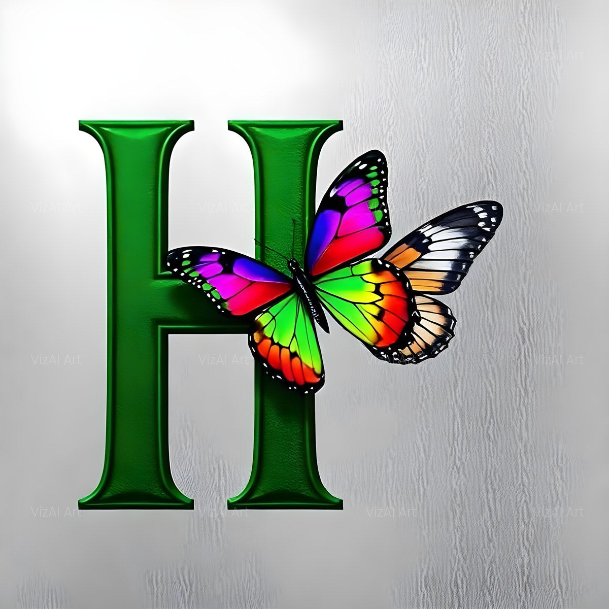 Emerald Butterfly Garden alphabet — printable letter H