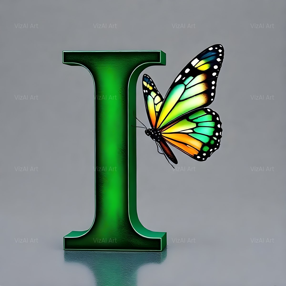 Emerald Butterfly Garden alphabet — printable letter I