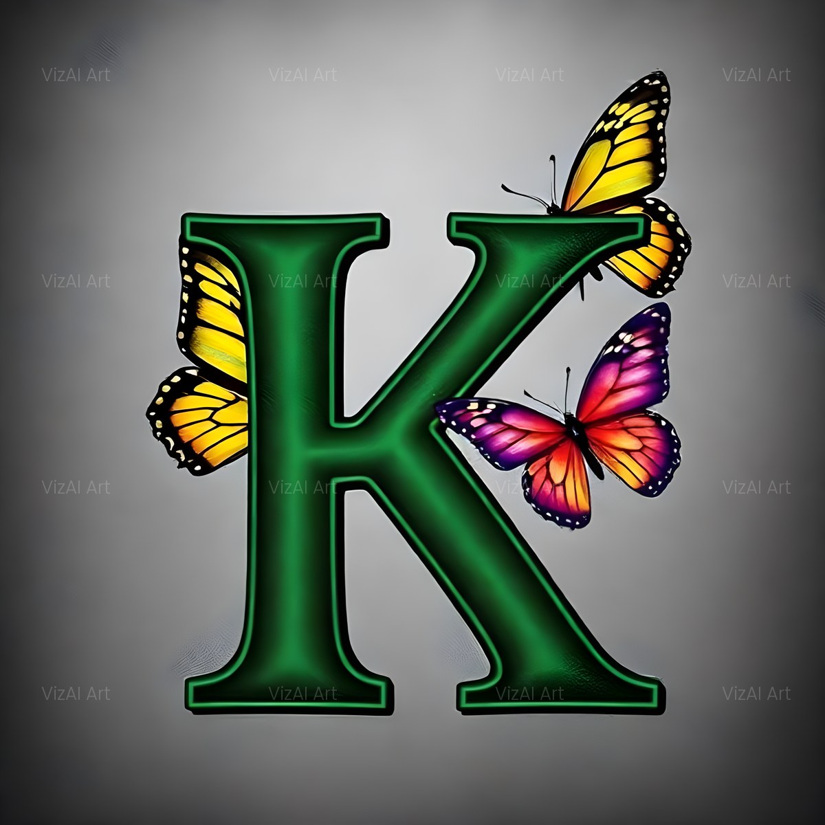 Emerald Butterfly Garden alphabet — printable letter K