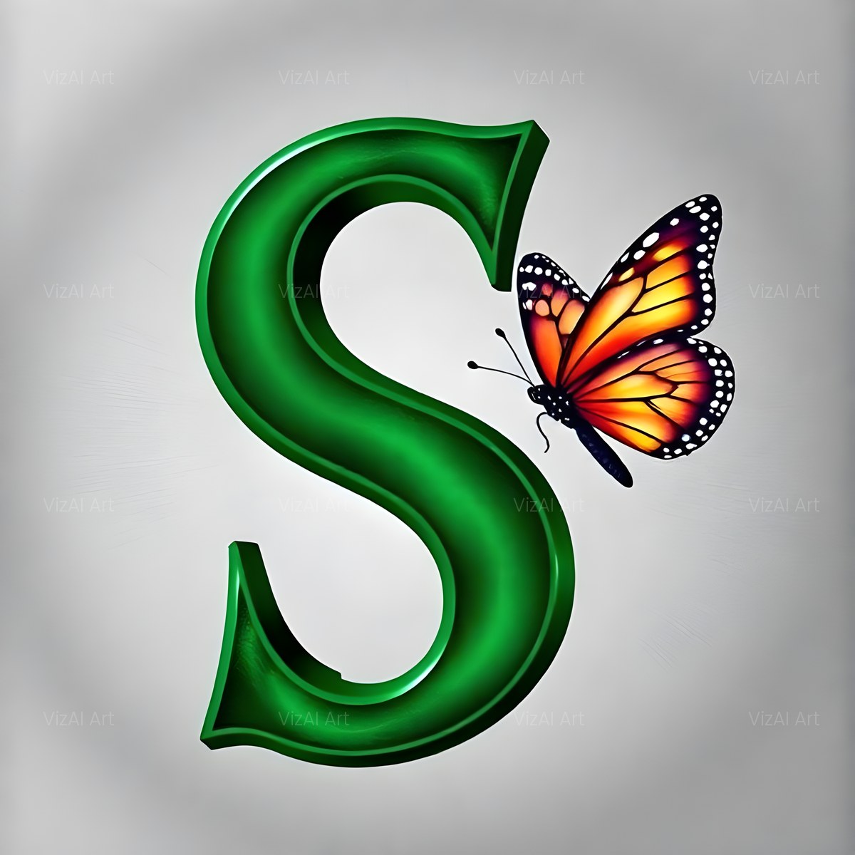 Emerald Butterfly Garden alphabet — printable letter S