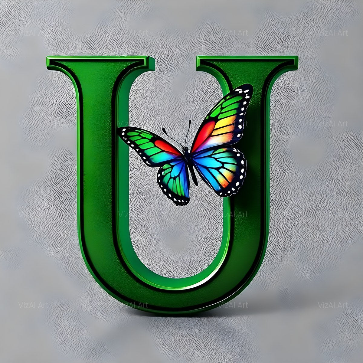 Emerald Butterfly Garden alphabet — printable letter U
