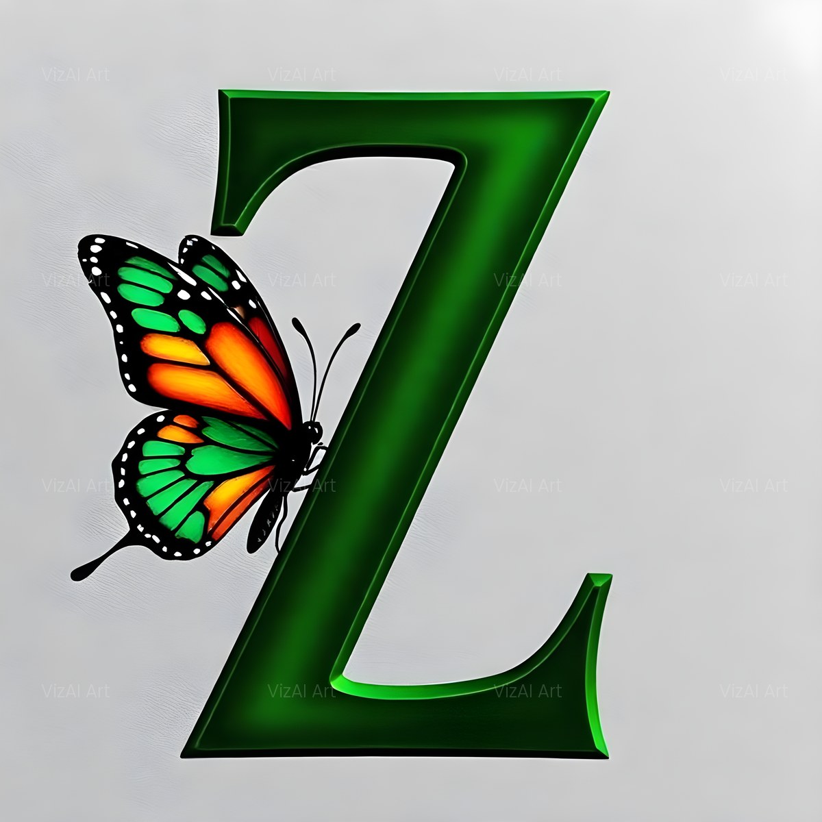 Emerald Butterfly Garden alphabet — printable letter Z