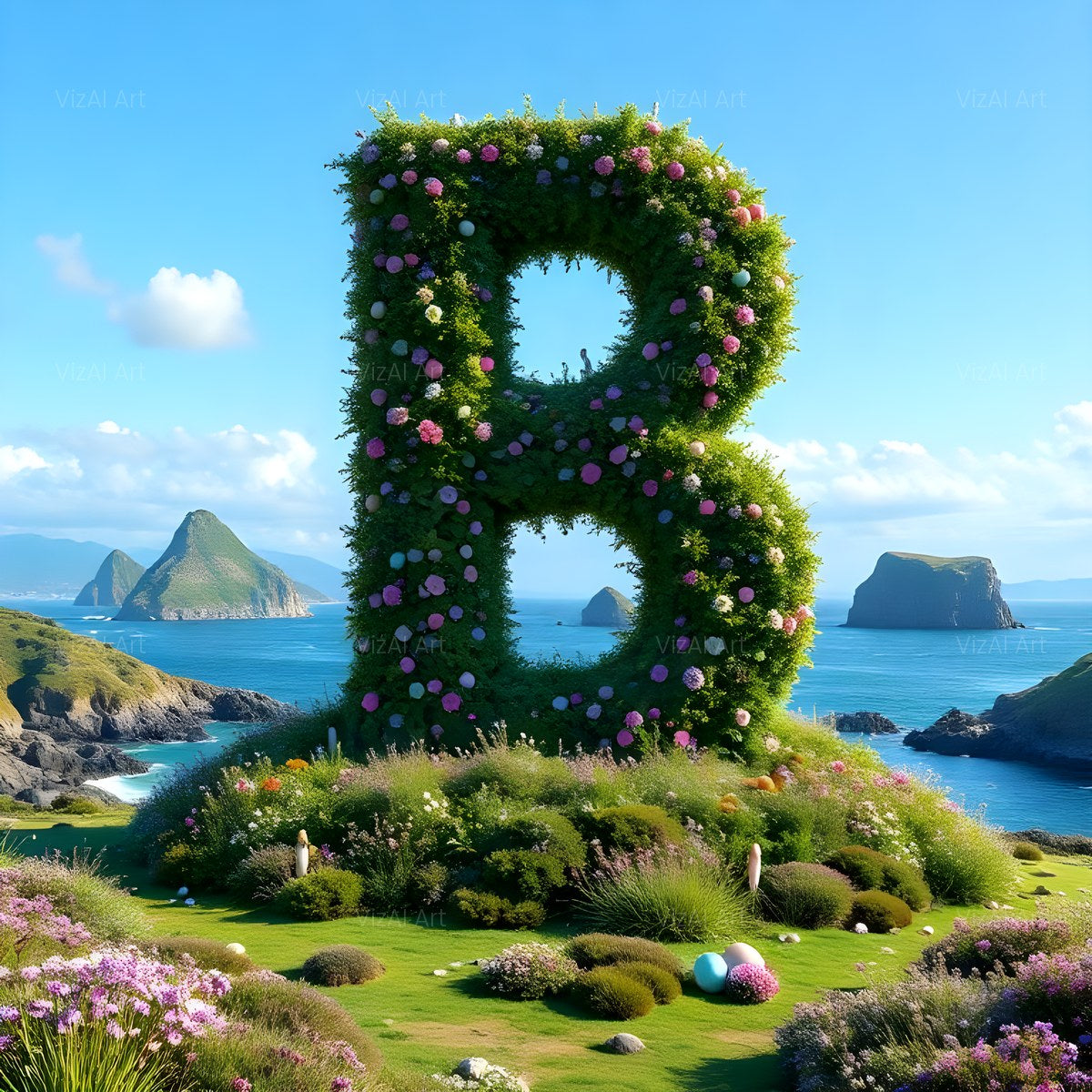 Easter Island Moai alphabet — printable letter B