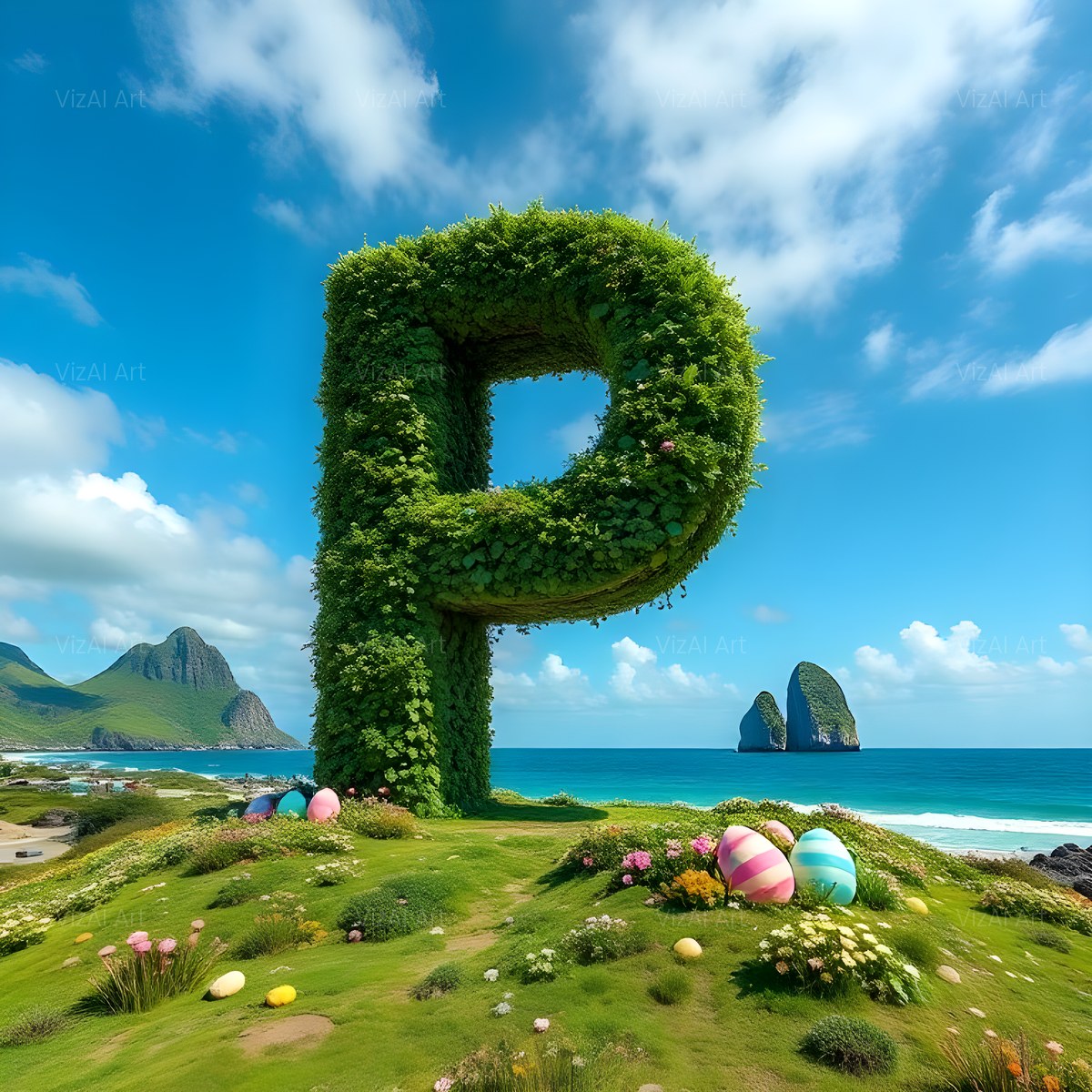 Easter Island Moai alphabet — printable letter P