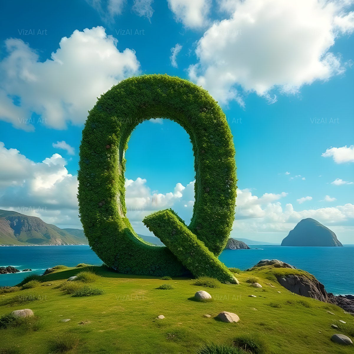 Easter Island Moai alphabet — printable letter Q