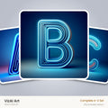 Electric Blue Neon alphabet — choose an individual printable letter