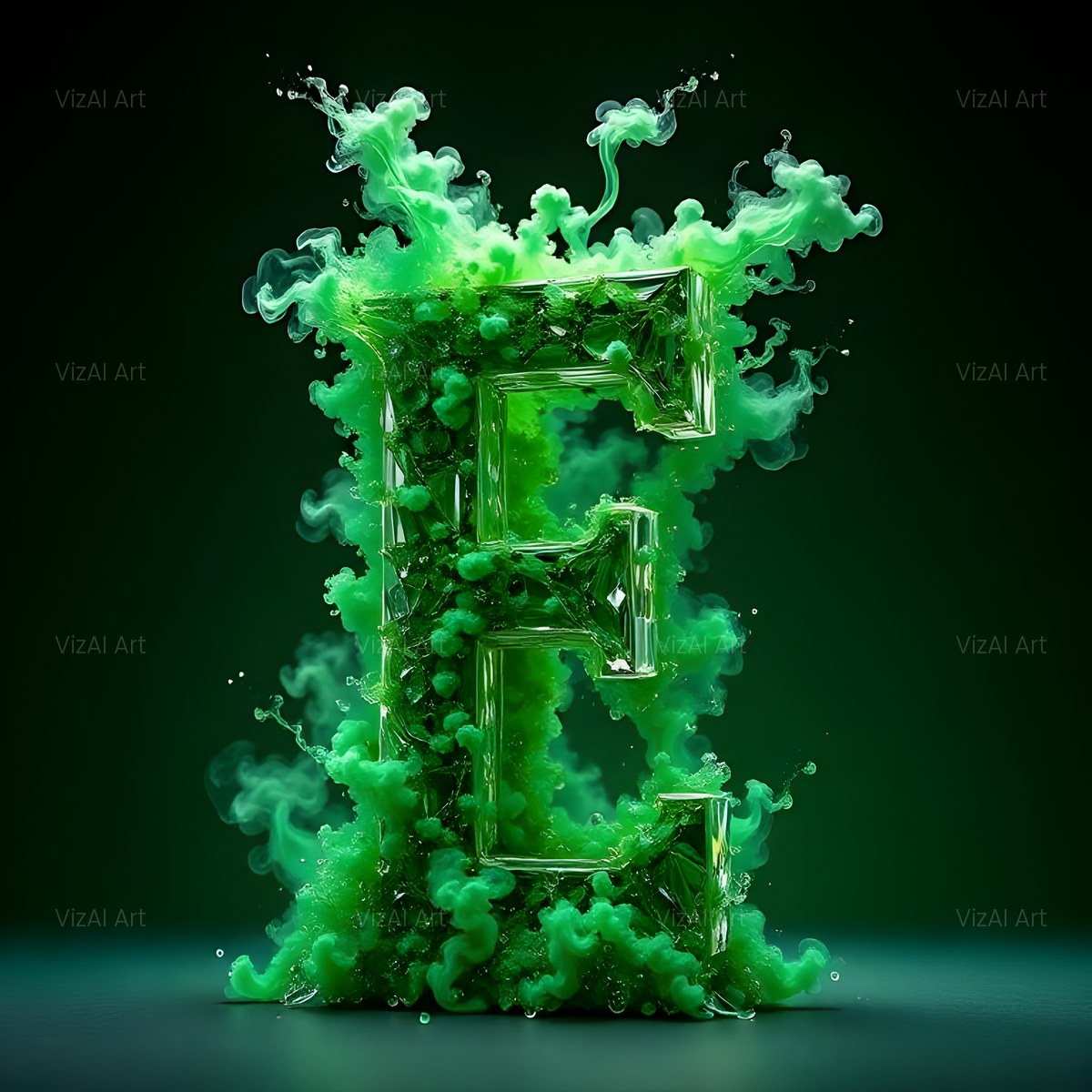 Emerald Smoke Swirl alphabet — printable letter E
