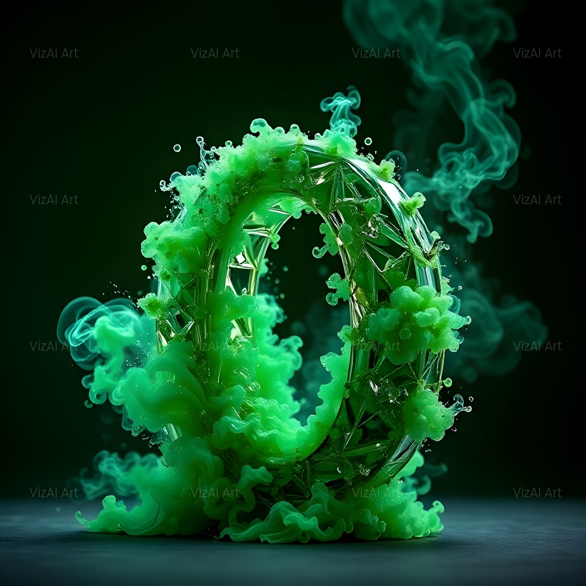 Emerald Smoke Swirl alphabet — printable letter O