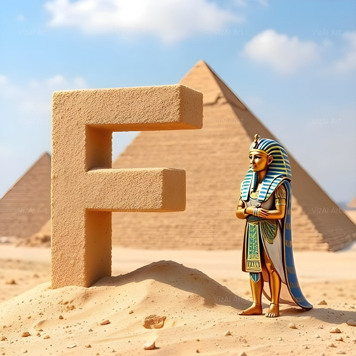 Egyptian Pharaoh Sand alphabet — printable letter F
