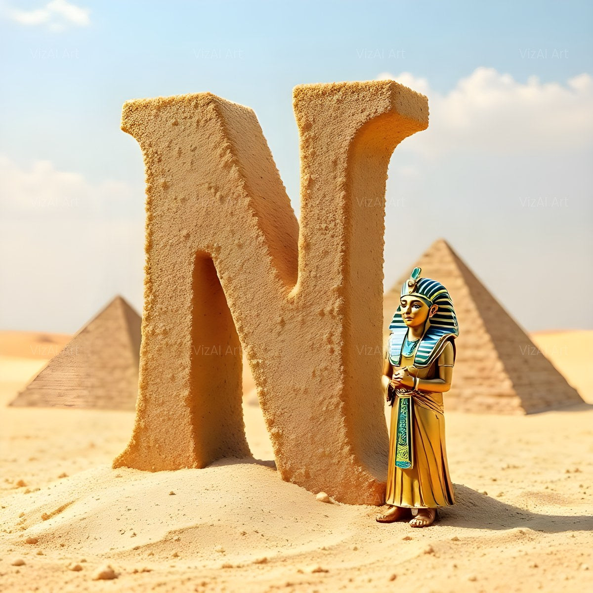 Egyptian Pharaoh Sand alphabet — printable letter N