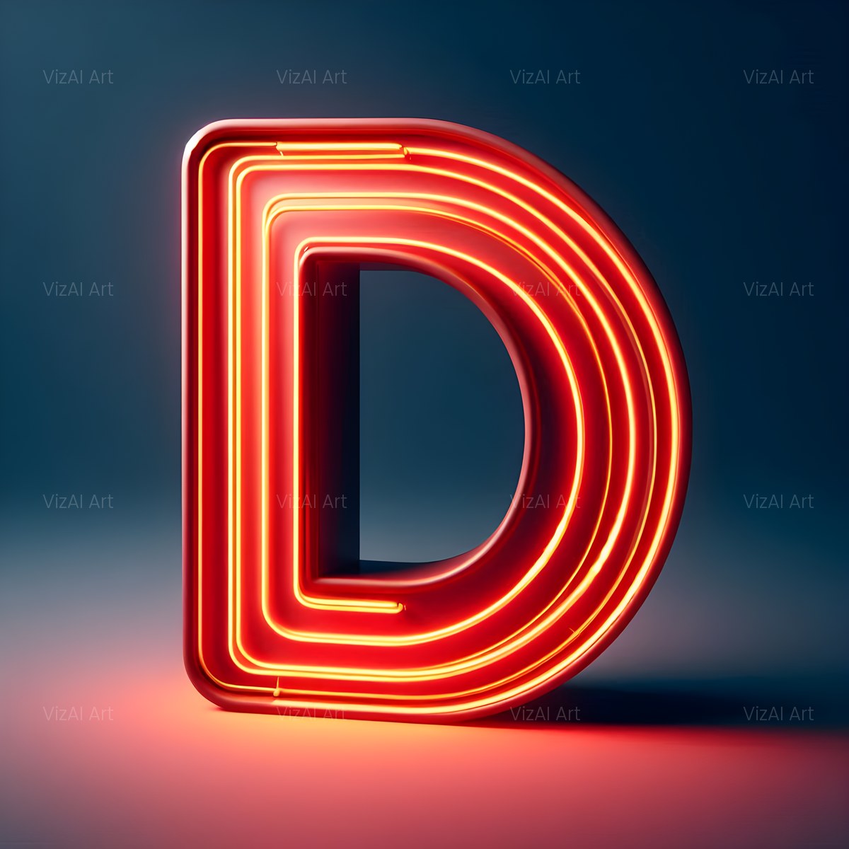 Electric Red Neon alphabet — printable letter D
