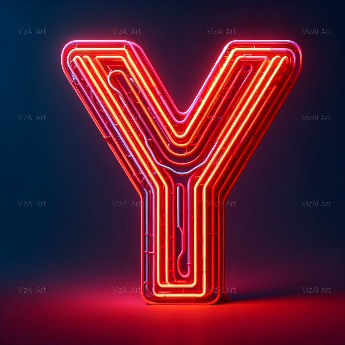 Electric Red Neon alphabet — printable letter Y