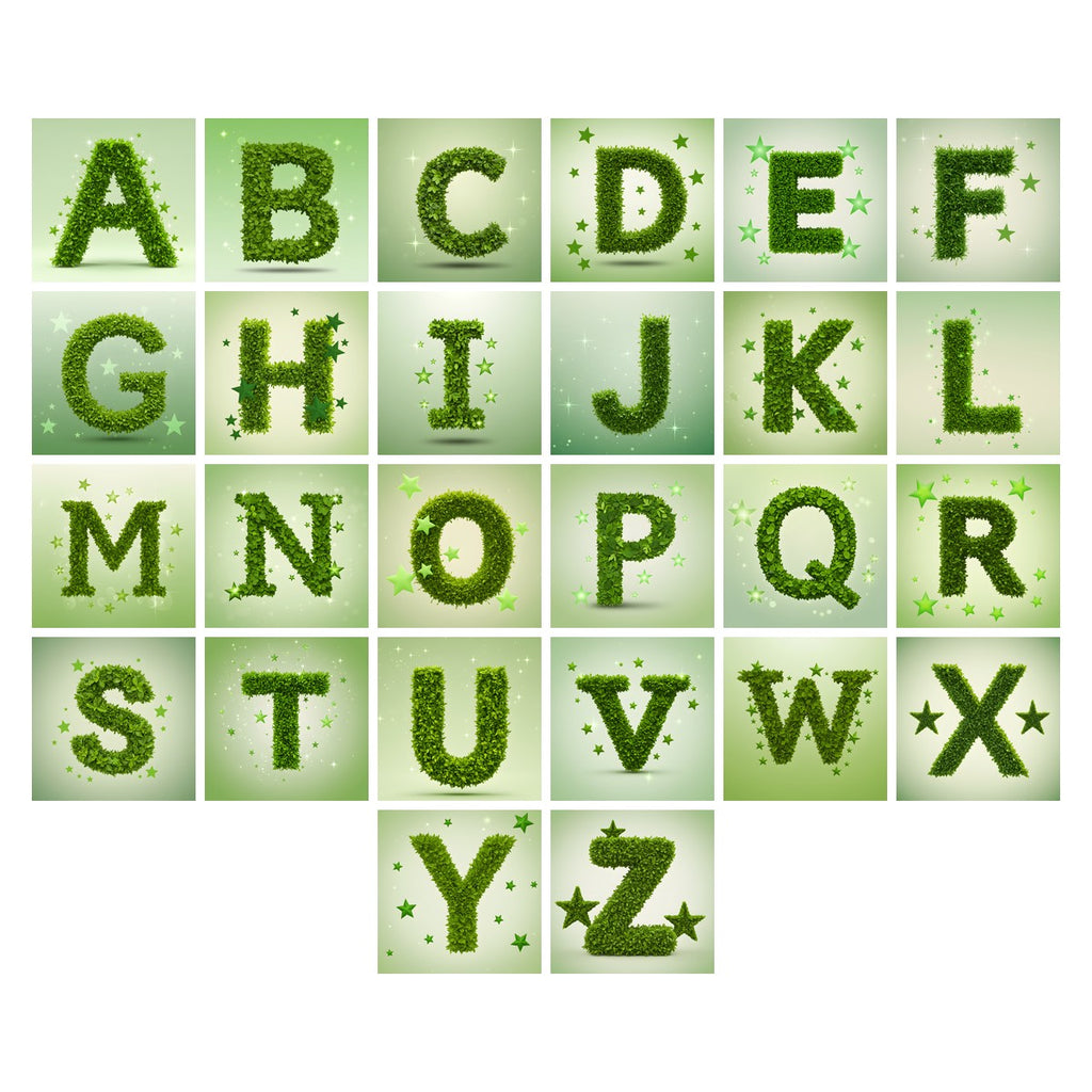 Emerald Sparkle Hedge alphabet — all 26 letters A to Z, choose any single letter