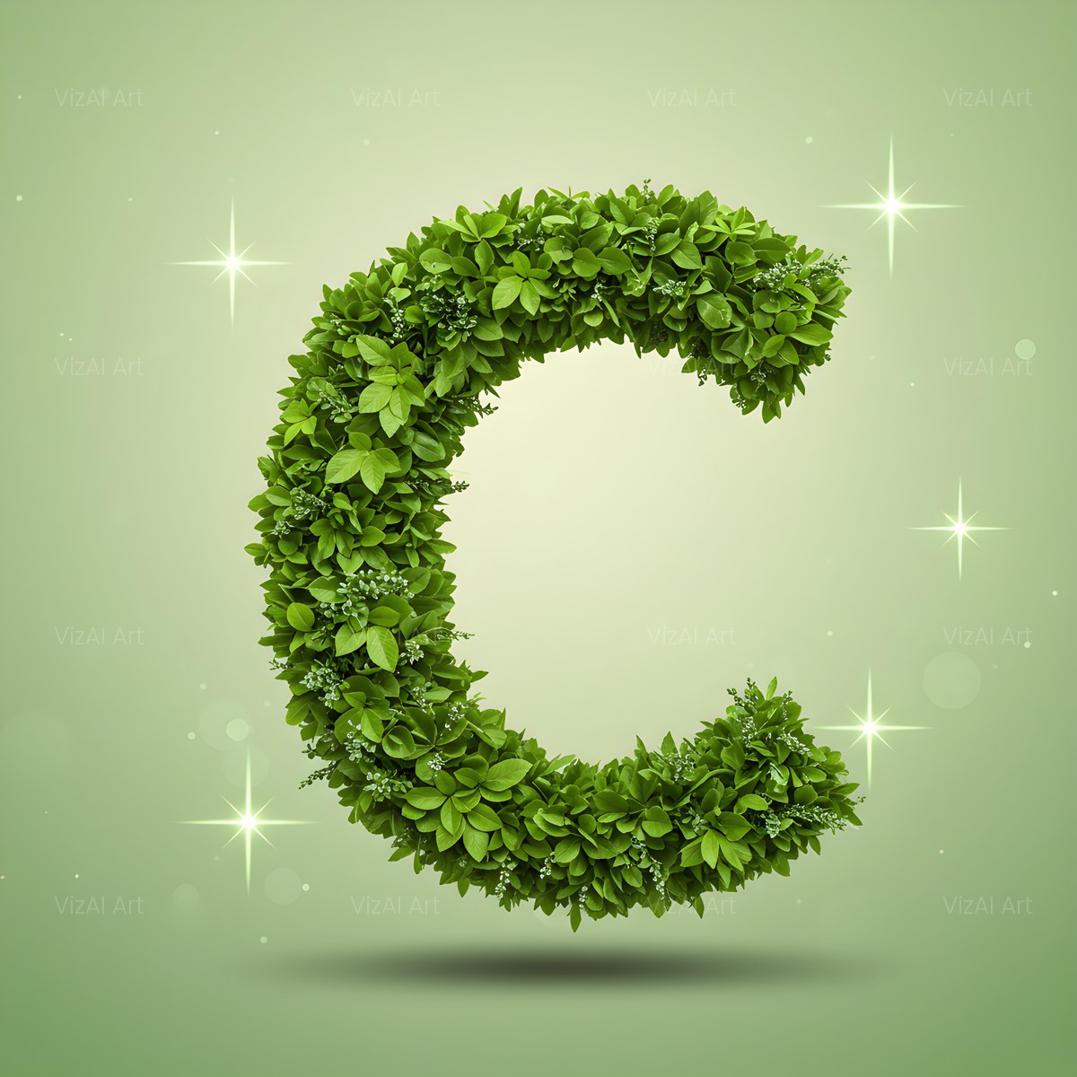 Emerald Sparkle Hedge alphabet — printable letter C