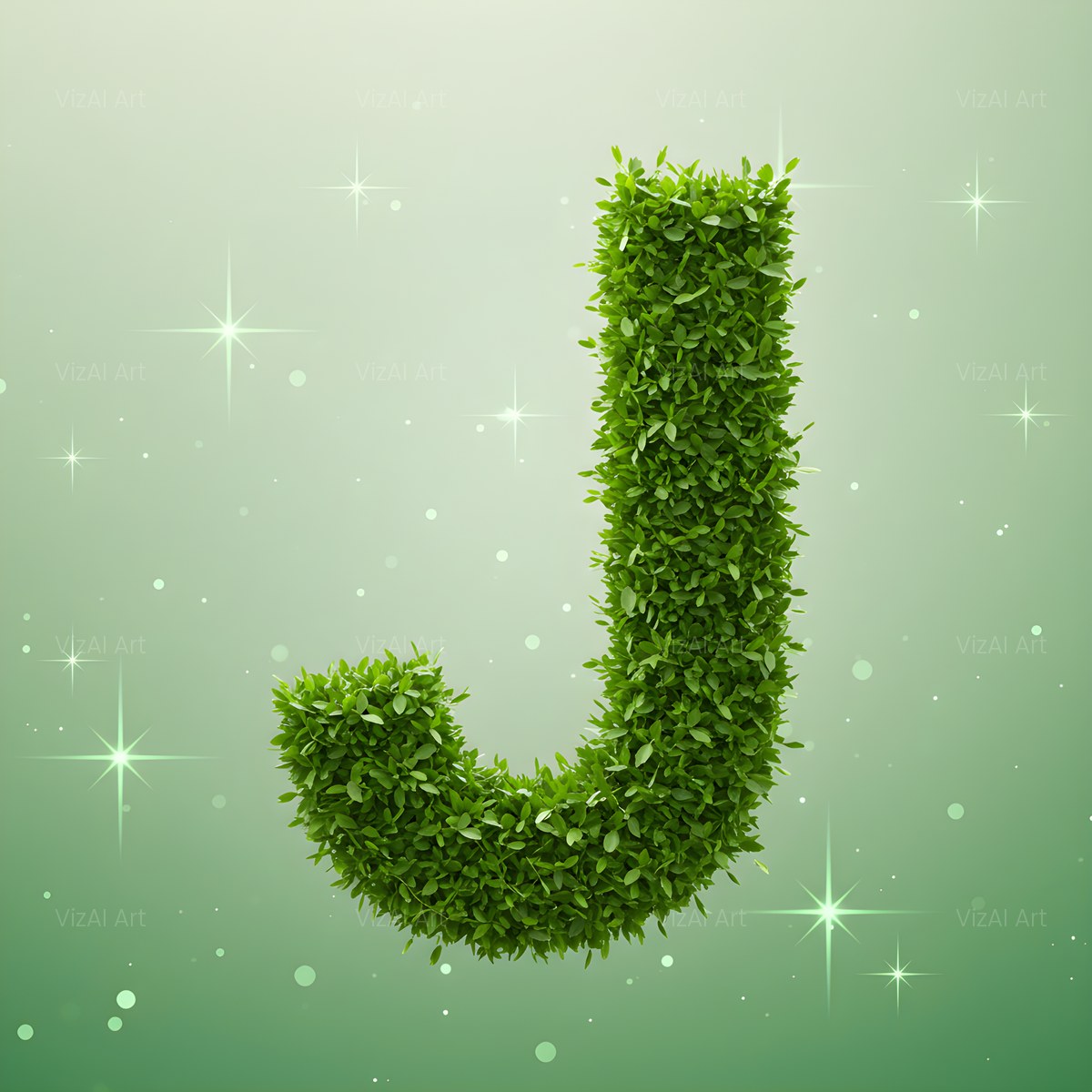 Emerald Sparkle Hedge alphabet — printable letter J