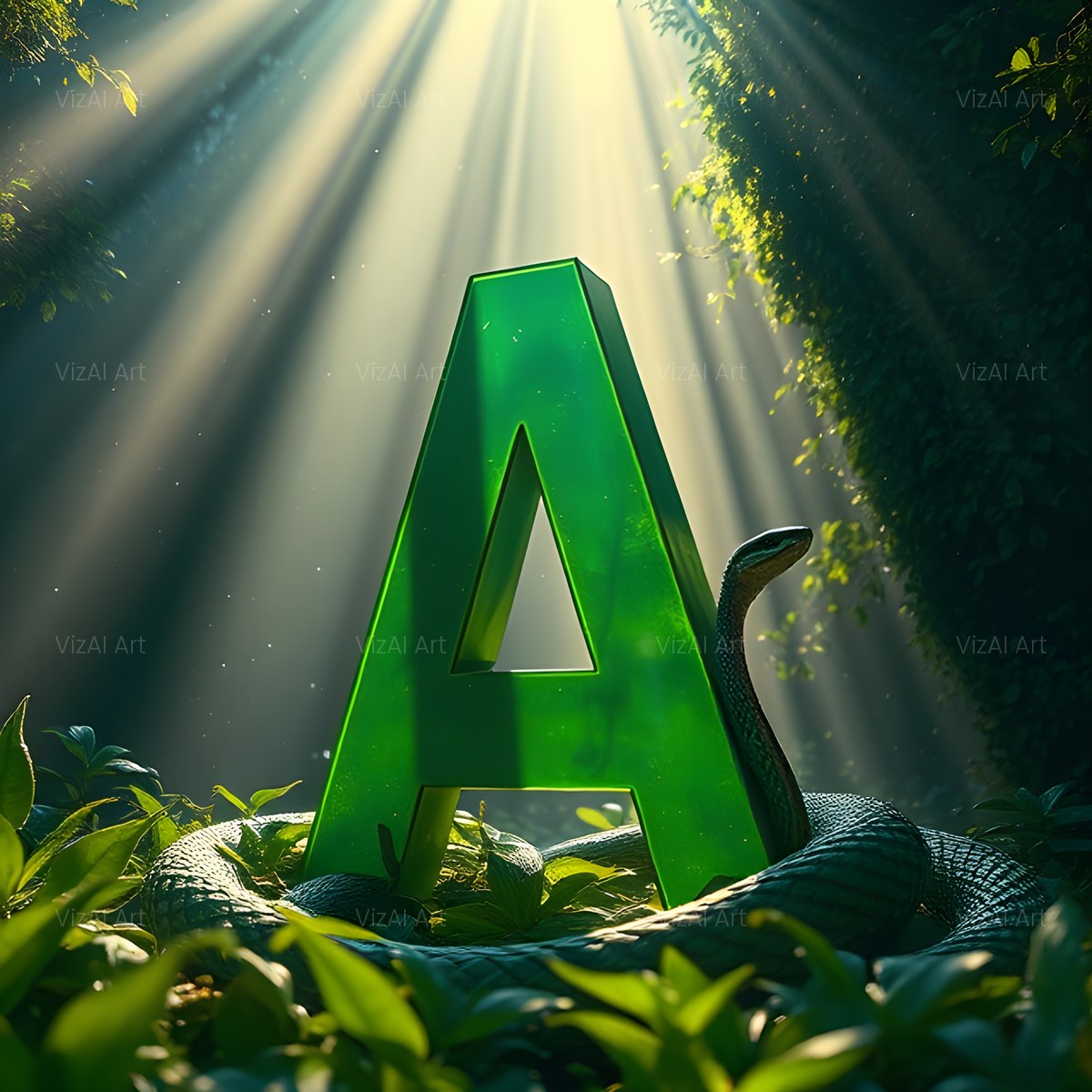 Emerald Serpent alphabet — printable letter A