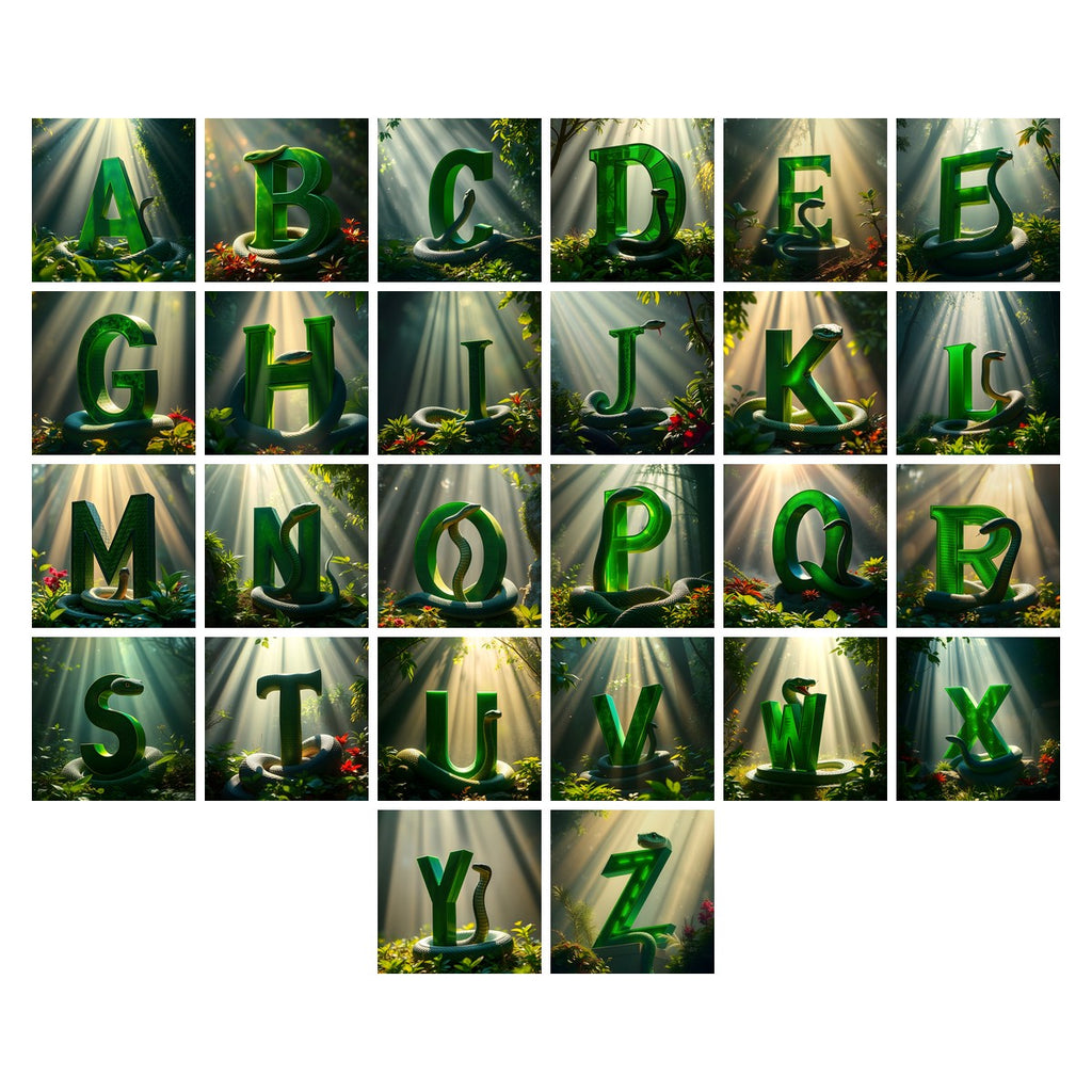 Emerald Serpent alphabet — all 26 letters A to Z, choose any single letter
