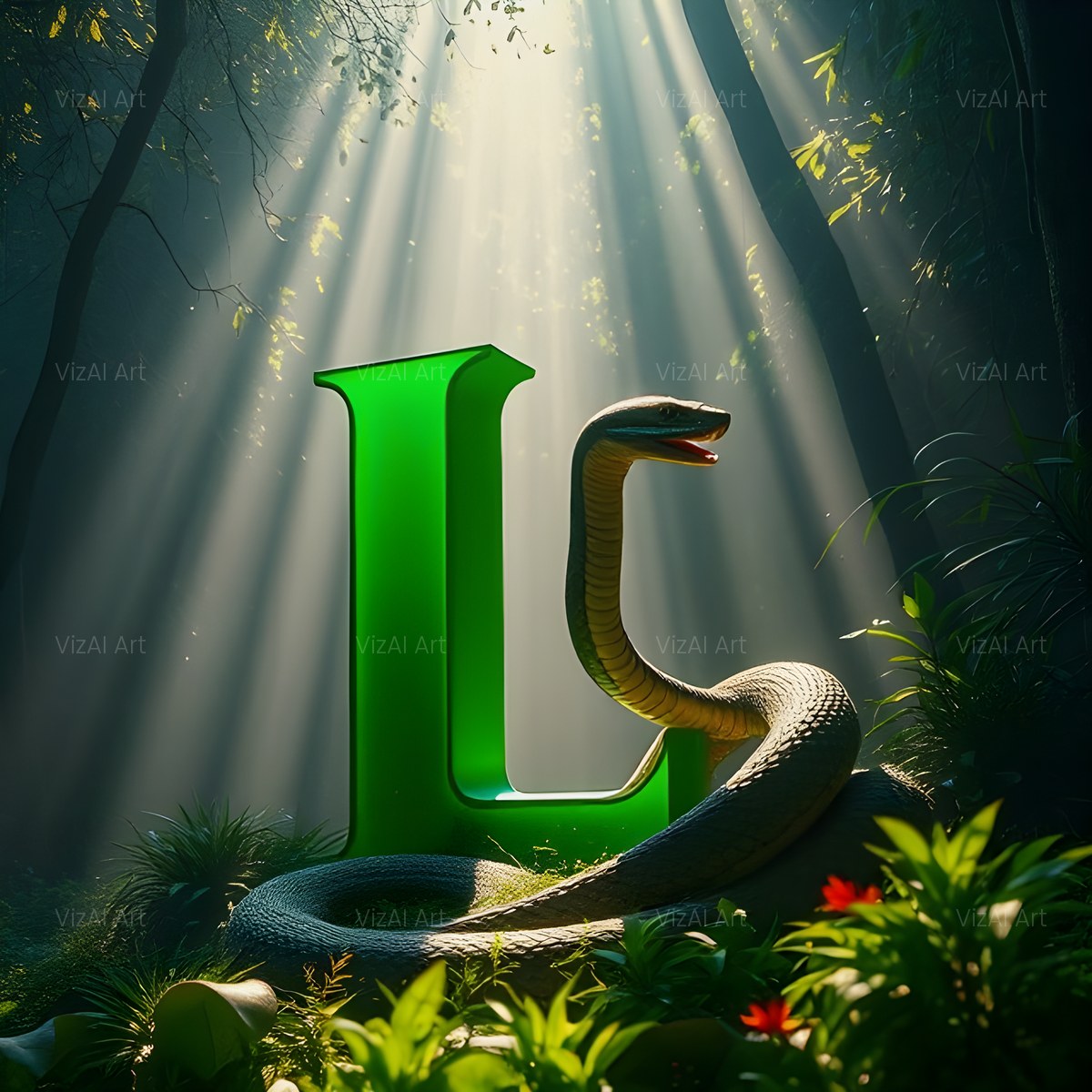 Emerald Serpent alphabet — printable letter L