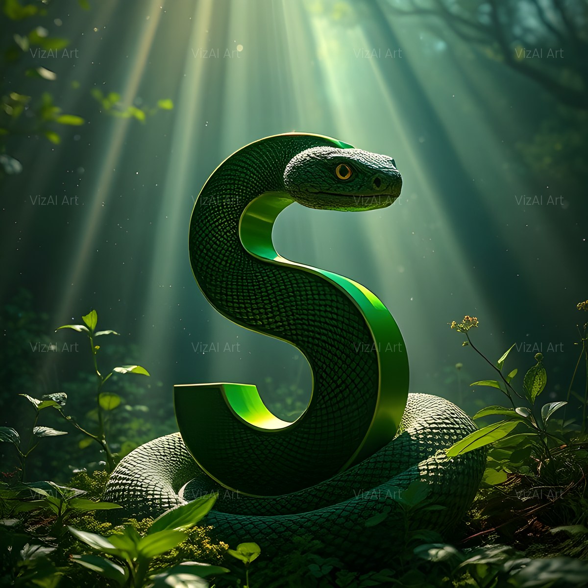 Emerald Serpent alphabet — printable letter S