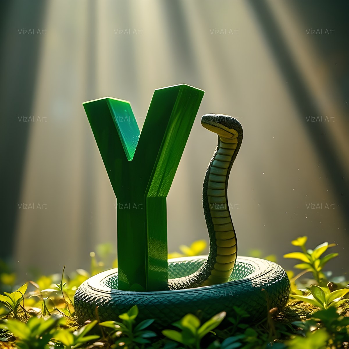Emerald Serpent alphabet — printable letter Y