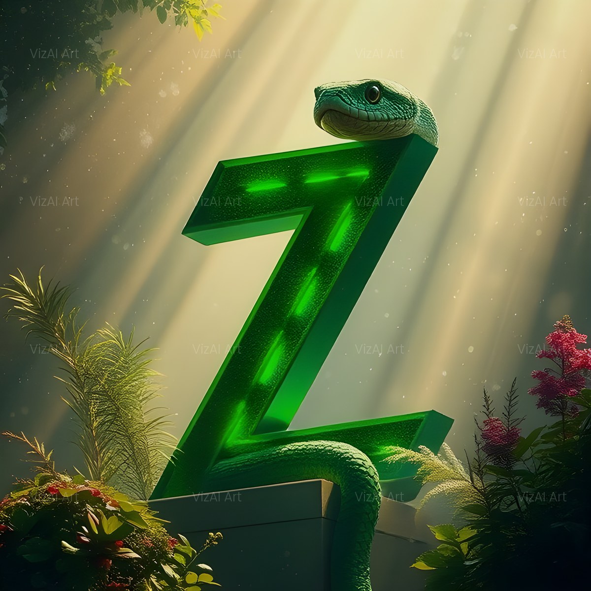 Emerald Serpent alphabet — printable letter Z