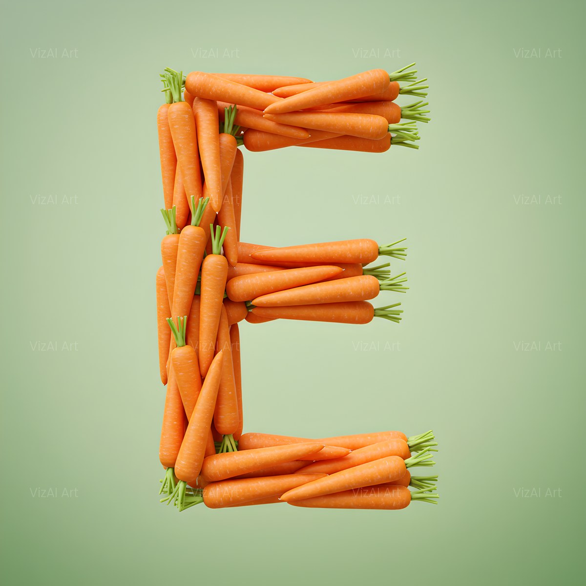 Fresh Carrot Bunch alphabet — printable letter E