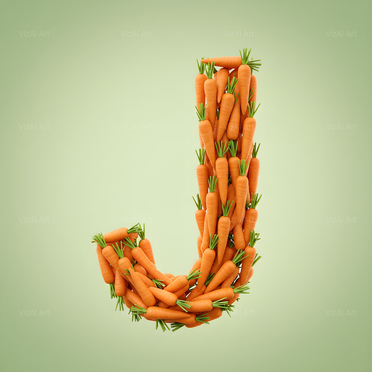 Fresh Carrot Bunch alphabet — printable letter J