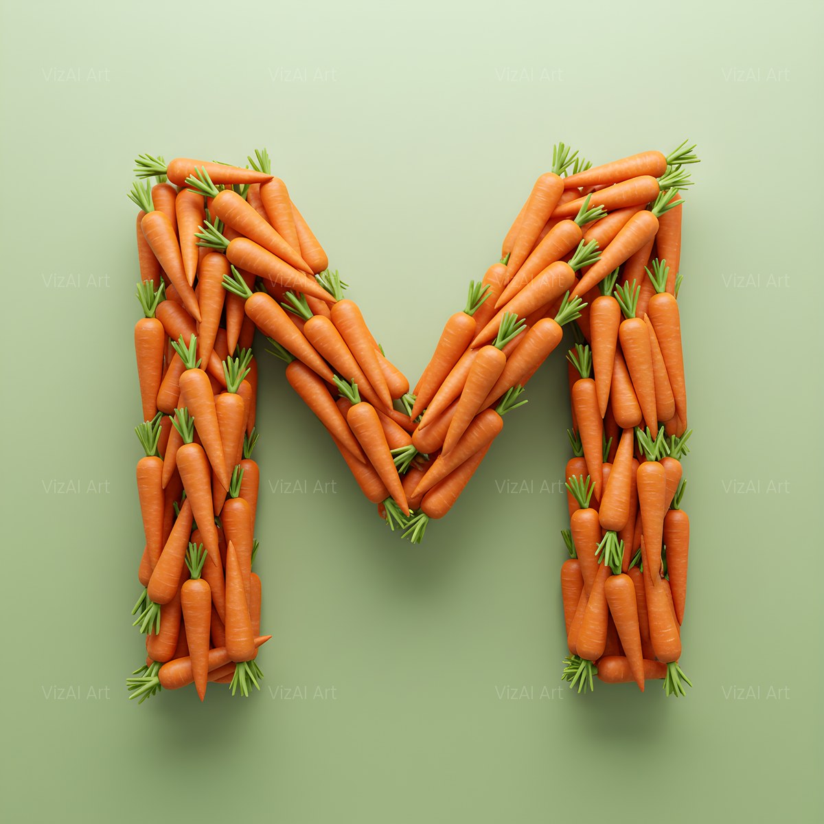 Fresh Carrot Bunch alphabet — printable letter M