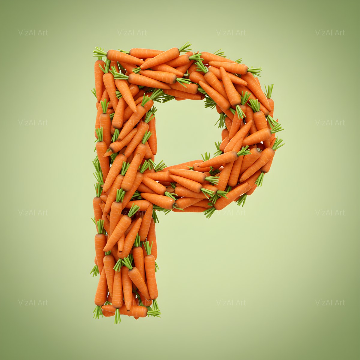 Fresh Carrot Bunch alphabet — printable letter P