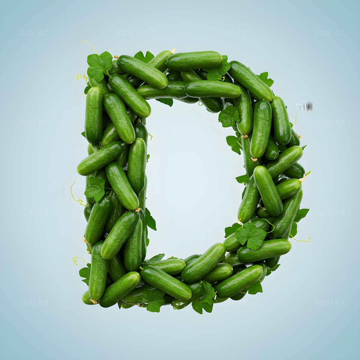 Fresh Cucumber Crunch alphabet — printable letter D