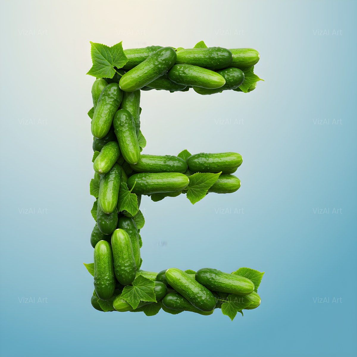 Fresh Cucumber Crunch alphabet — printable letter E