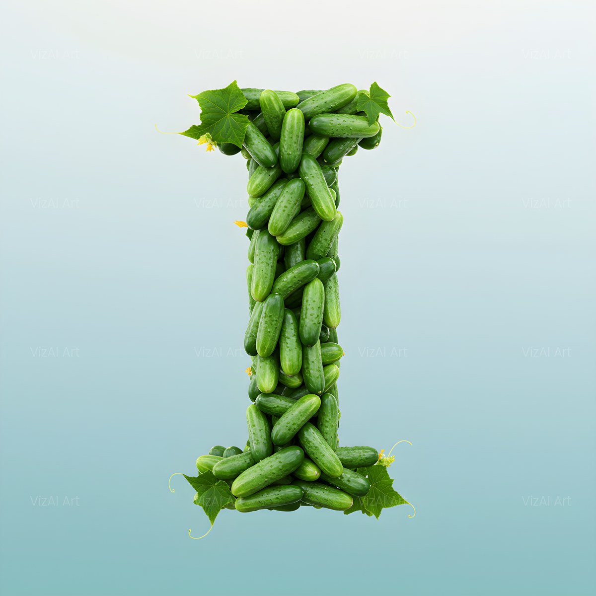 Fresh Cucumber Crunch alphabet — printable letter I