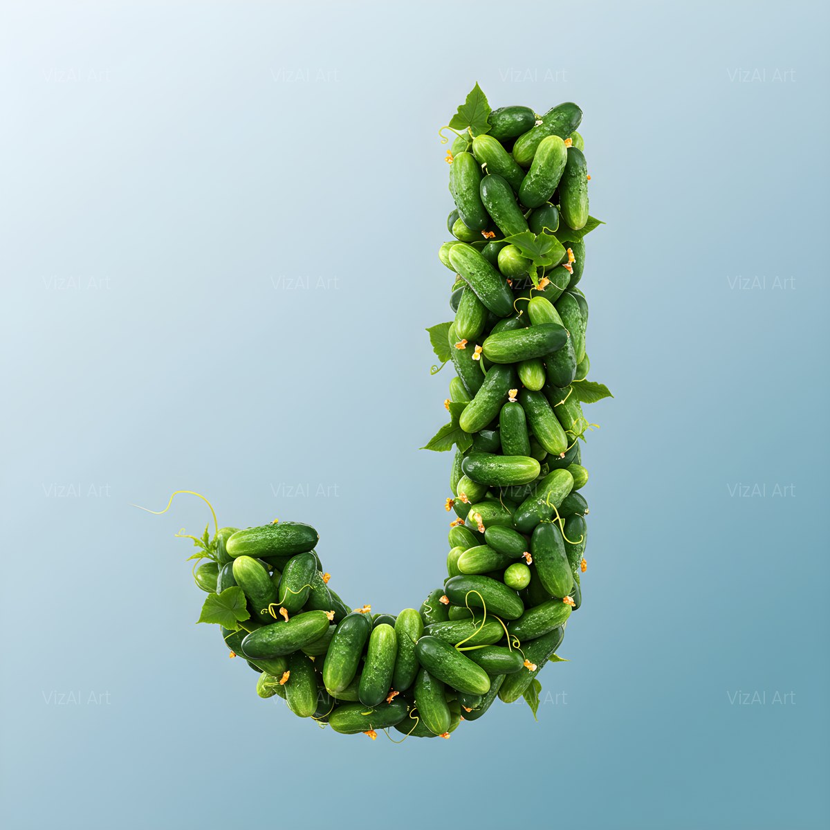 Fresh Cucumber Crunch alphabet — printable letter J