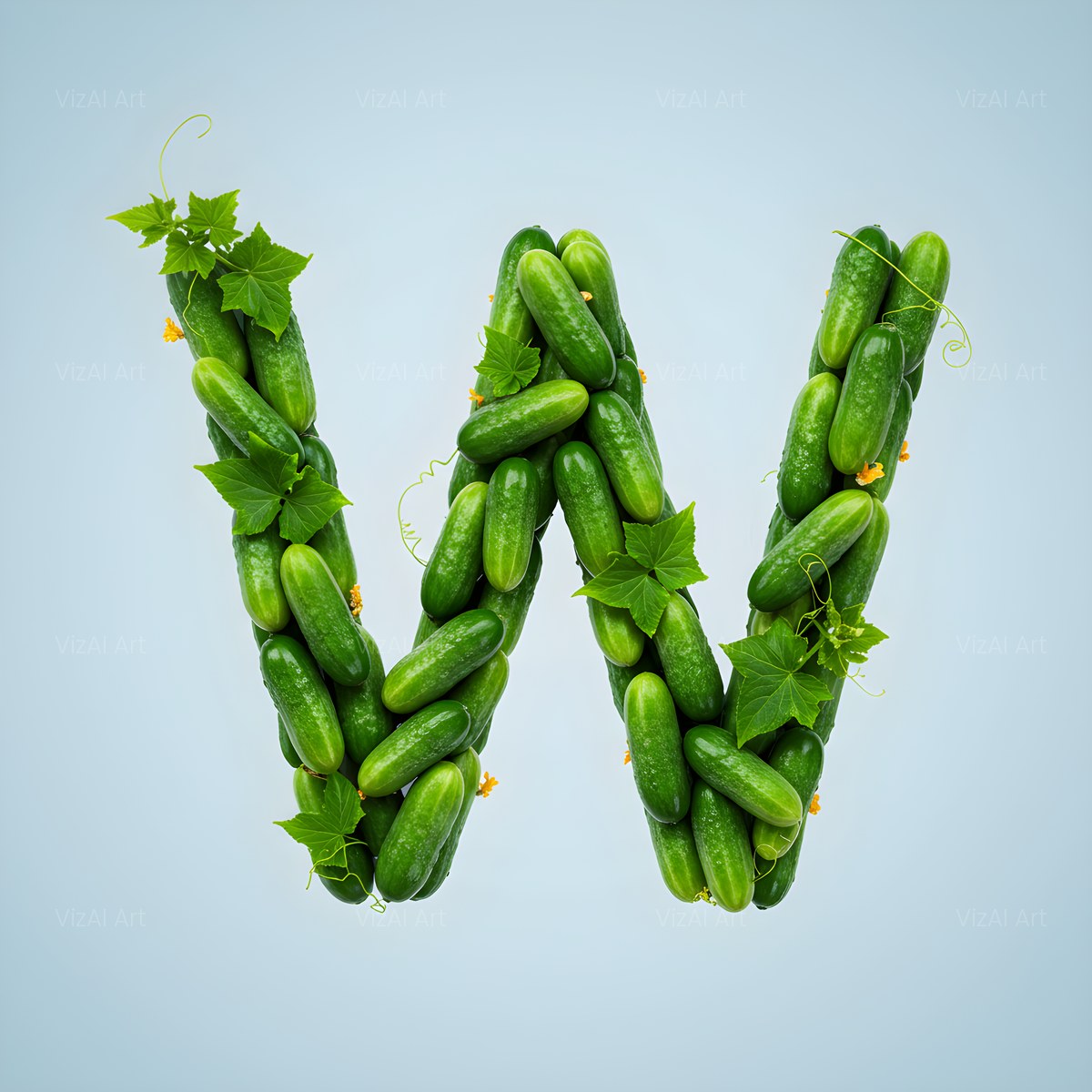 Fresh Cucumber Crunch alphabet — printable letter W