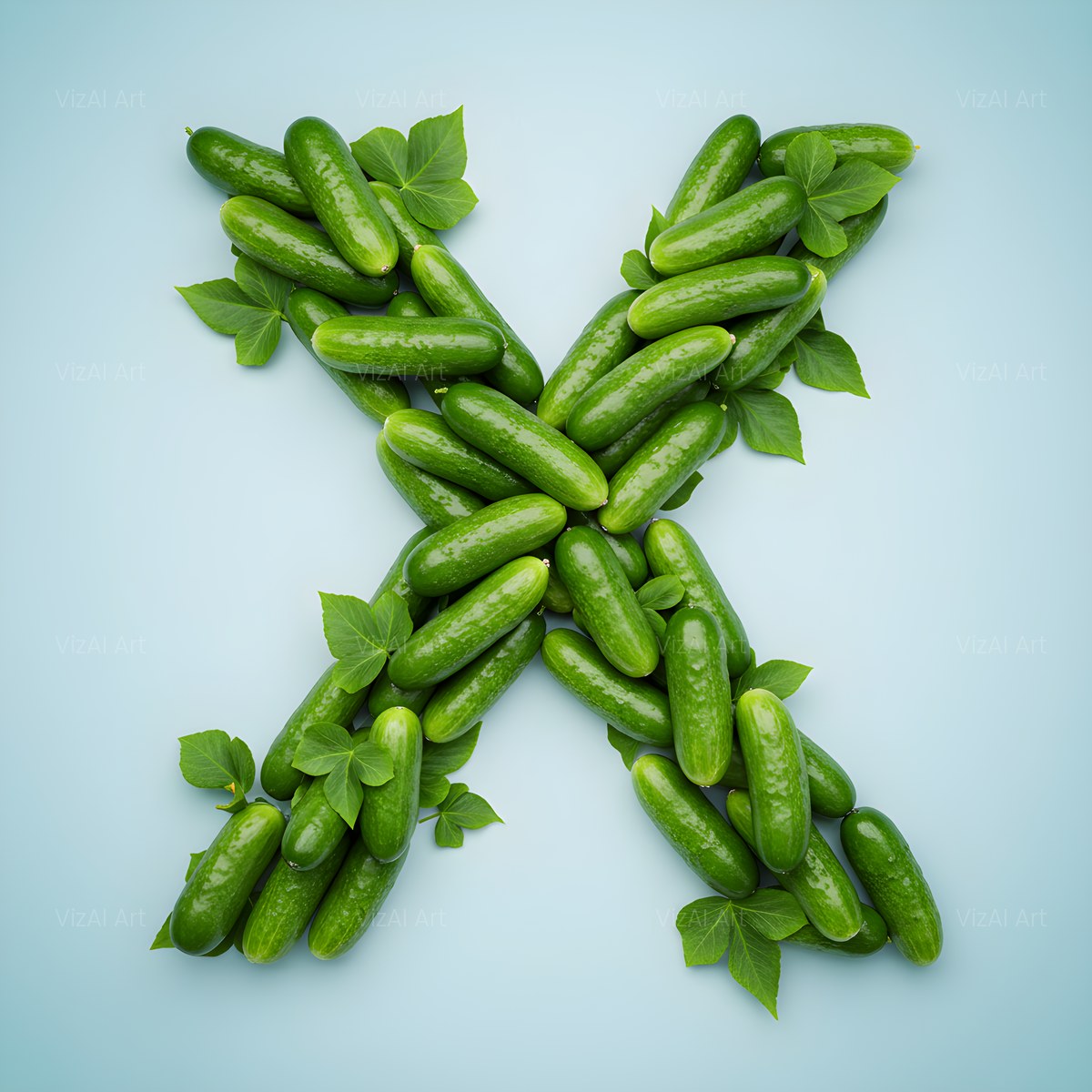 Fresh Cucumber Crunch alphabet — printable letter X