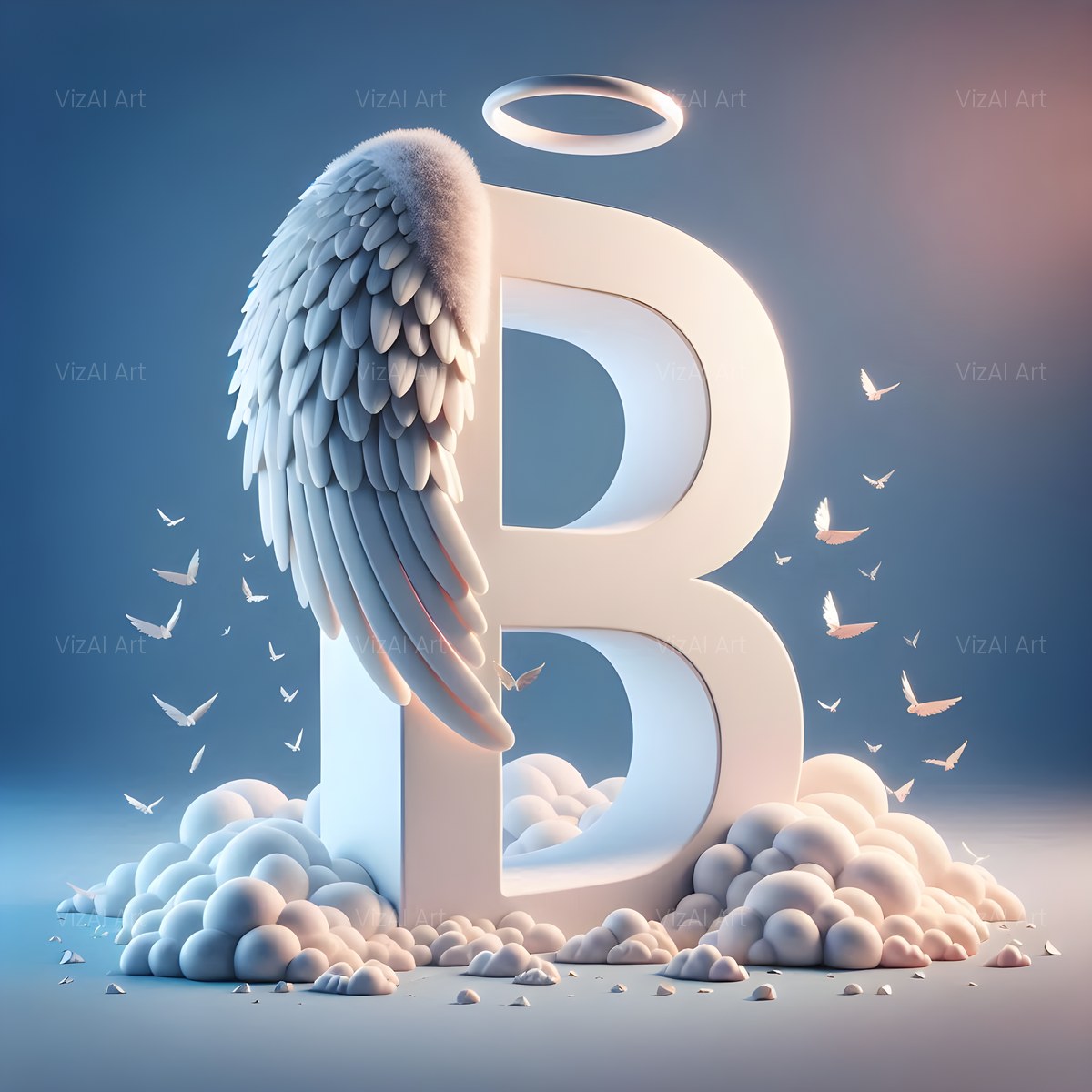 Angel Wing Feather alphabet — printable letter B