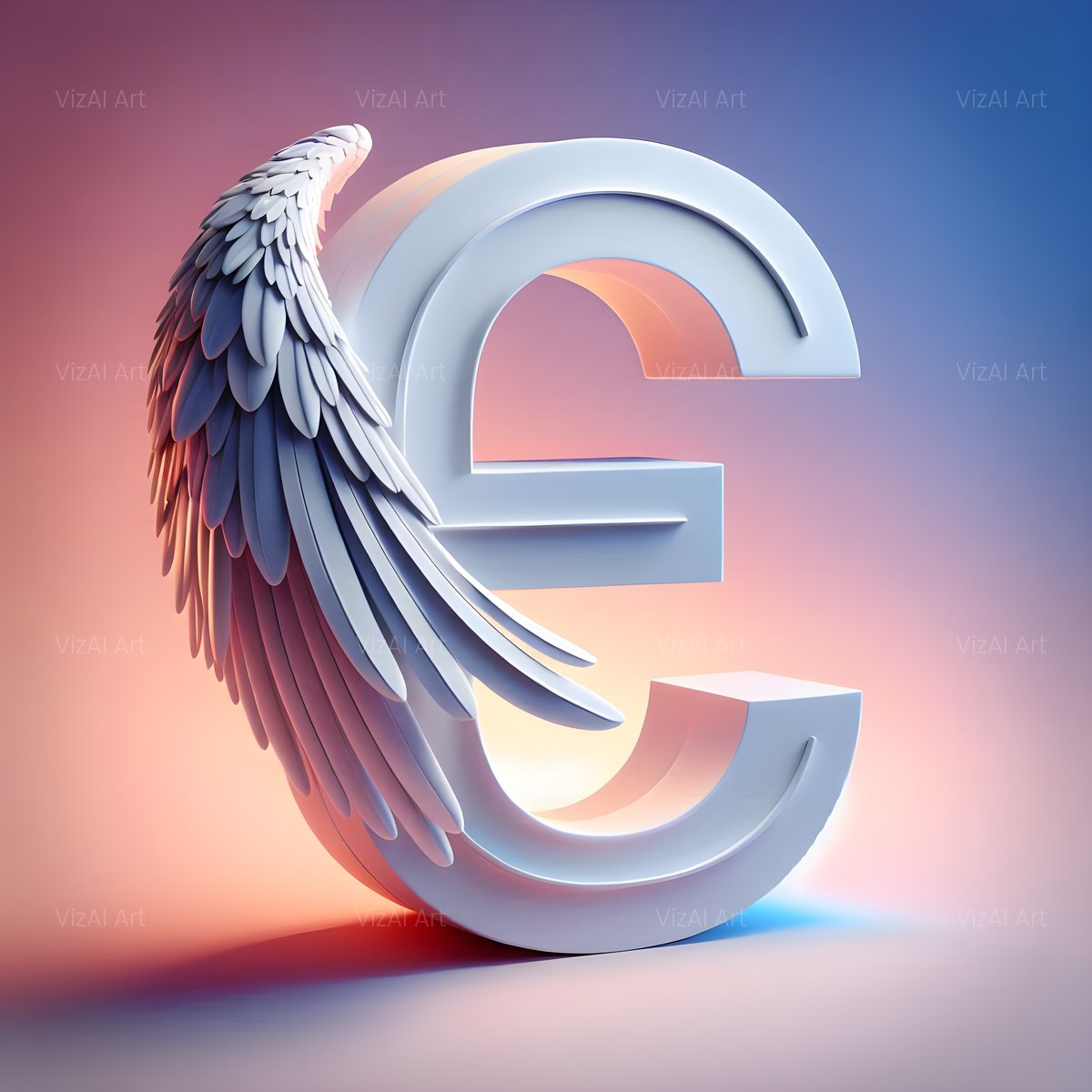 Angel Wing Feather alphabet — printable letter E